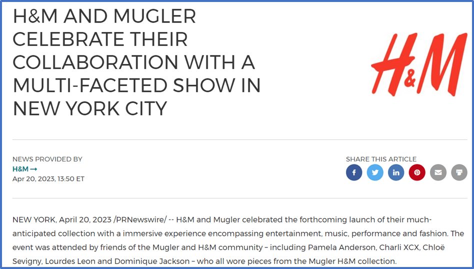 A press release by the H&M