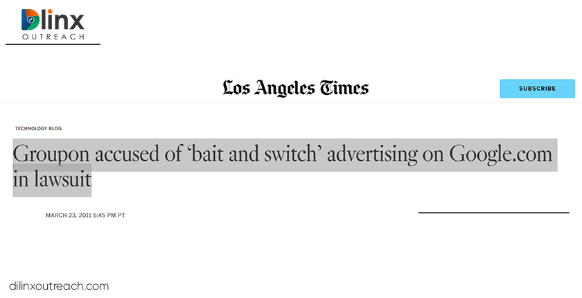 Los Angeles Times Groupon offered