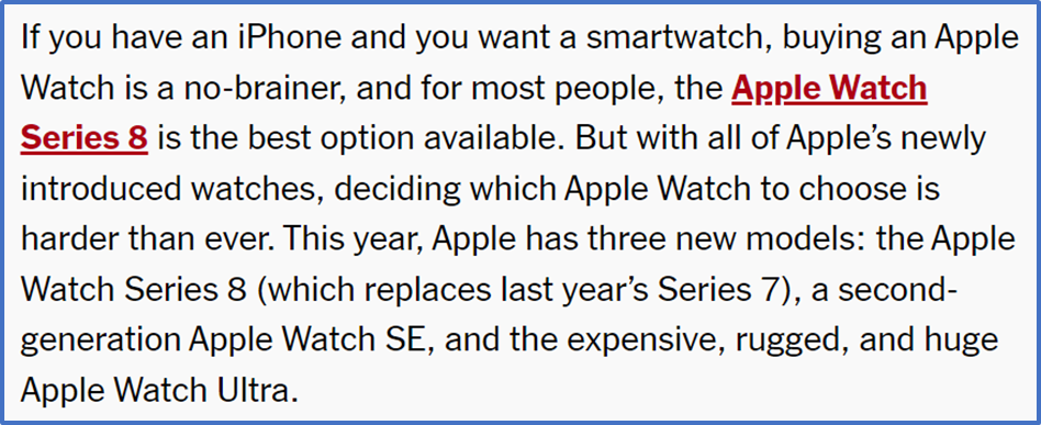 Snapshot of a review article published in the New York Times