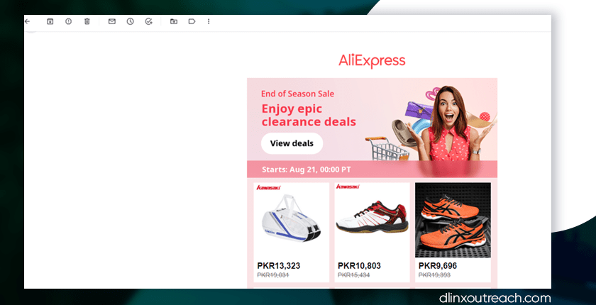 email outreach of AliExpress