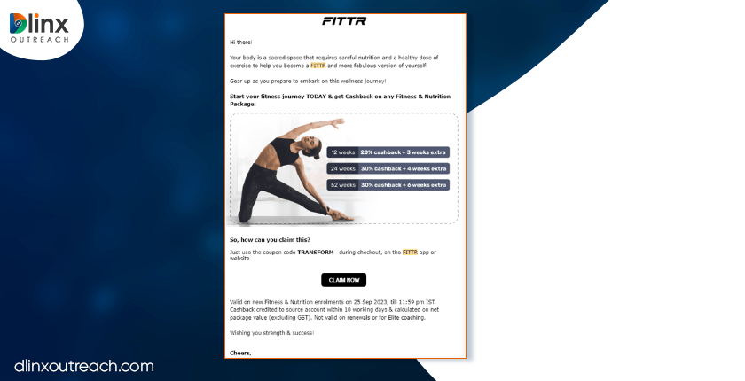 FITTR promoting its fitness plan
