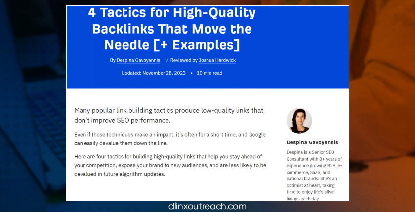 Tactics for High Quality Backlinks